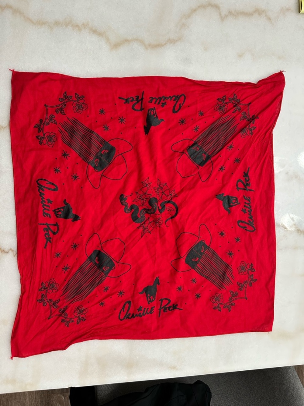 Red Bandana Scarf - Western Print